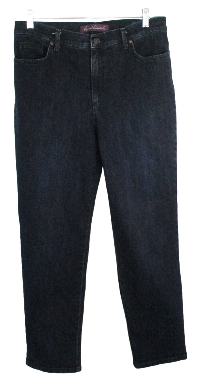 Gloria Vanderbilt Women's Mid Rise Straight Leg Dark Wash Blue Jeans Size 12